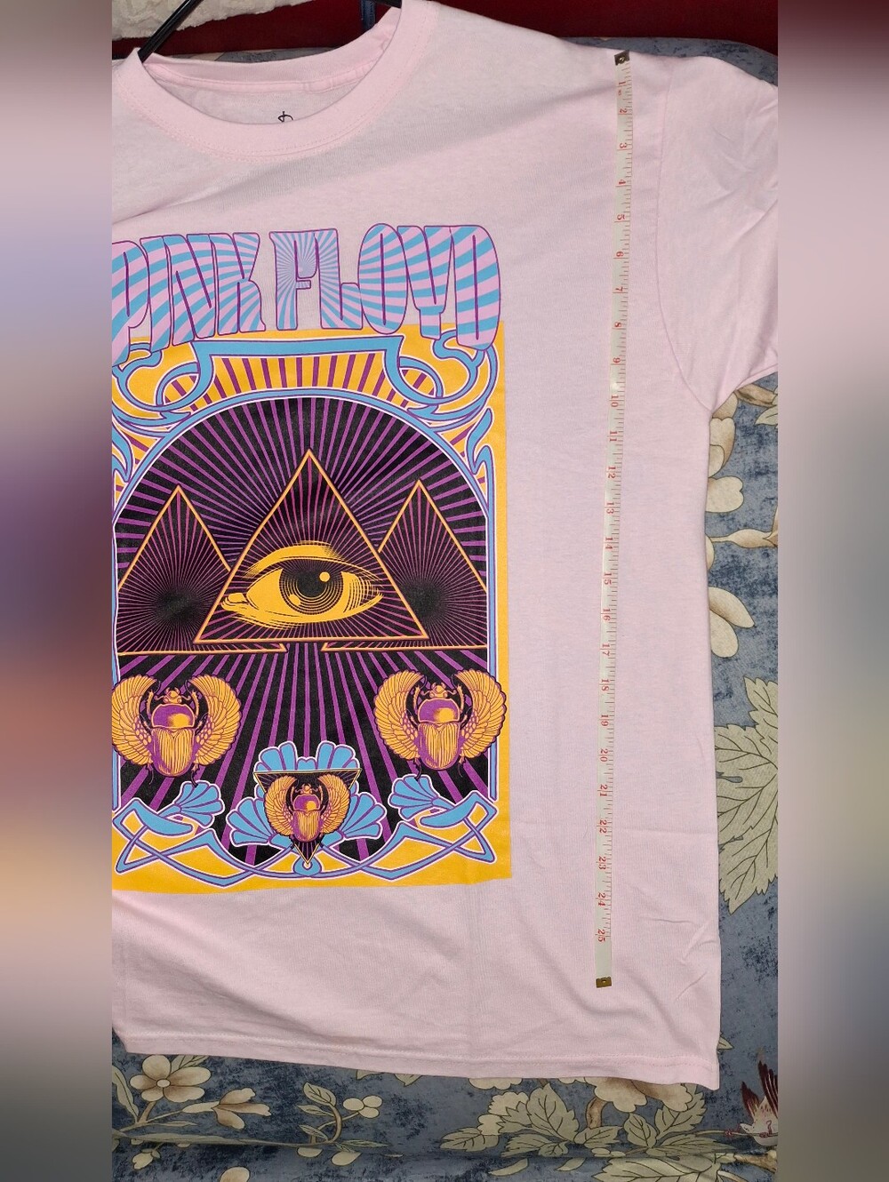 Pink Floyd Graphic T-Shirt Pink All Seeing Eye Scarab 100% Cotton NWOT XL UNISEX - Picture 7 of 8